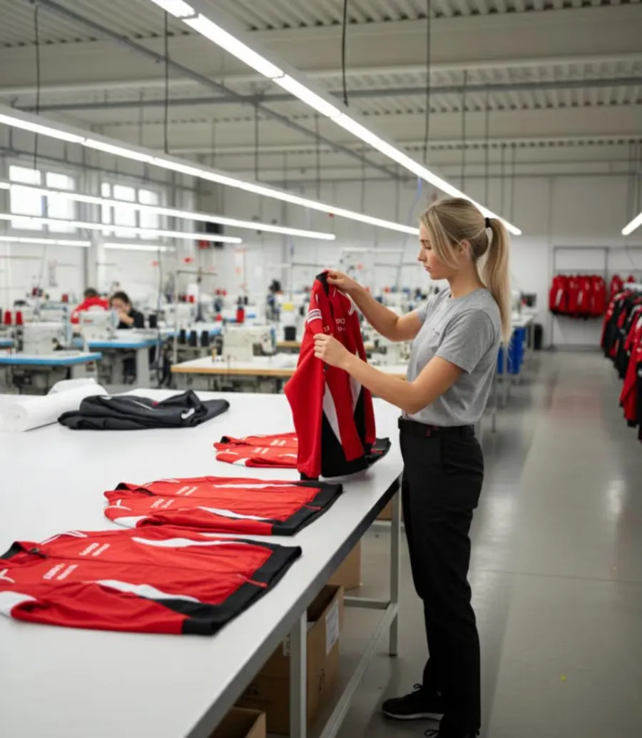 Serienfertigung fuer Teamwear.