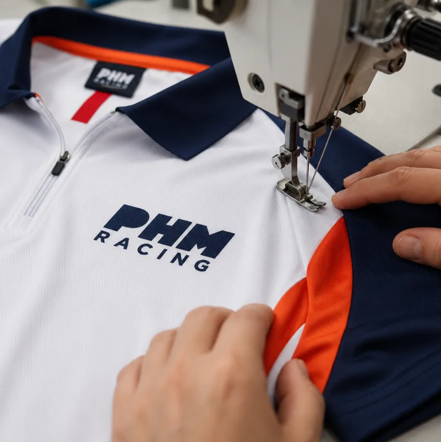 Produktion eines CAP Polo-Shirts in der Näherei.
